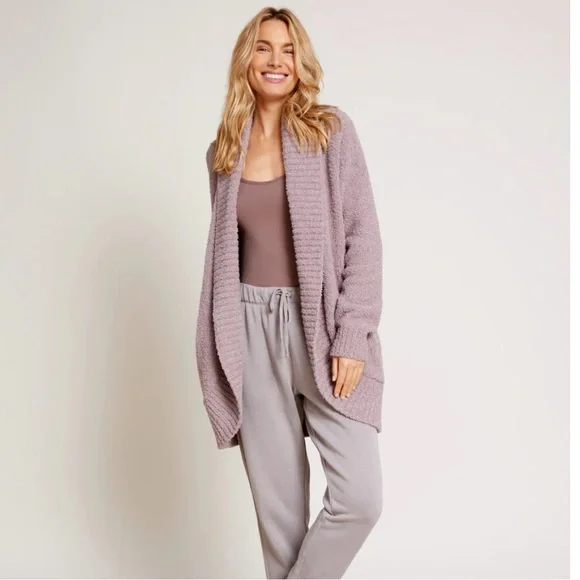 NWT Barefoot Dreams Chenille Shawl Cardigan Deep Taupe Small